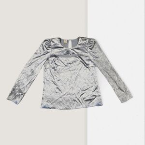 Baum Und Pferdgarten Women's Blue Fog Marcy Cutout Satin Blouse Size 42 EU 12 US